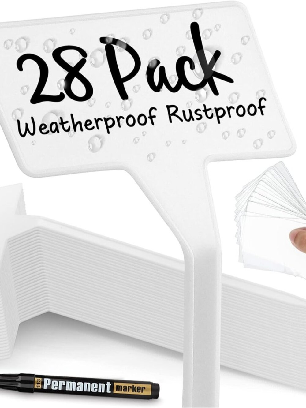 28 Pack Outdoor Plant Label, Large Waterproof Plastic Plant T-Type Tags, Durable